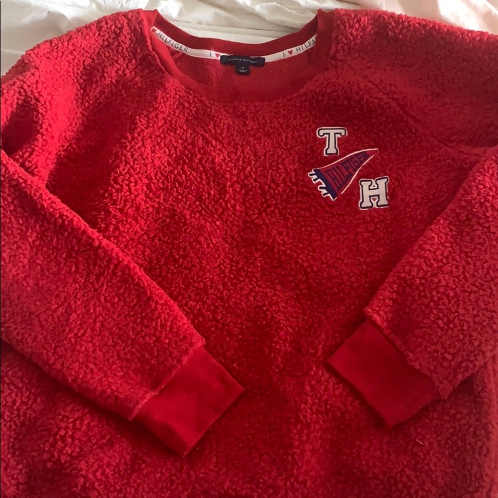 Tommy Hilfiger fluffy red sweater